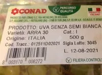 Mängden socker i Uva senza semi bianca