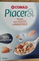 Mängden socker i muesli con cocco e mandorle