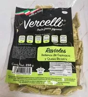 Mängden socker i Vercelli Ravioles rellenos de espinaca y queso ricotta