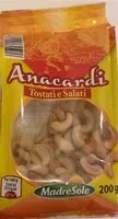 Mängden socker i Anacardi tostati e salati