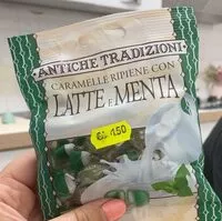 Mängden socker i Caramelle ripiene latte e menta