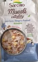 Mängden socker i Muesli vitality con cocco, mango e anacardi