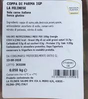 Mängden socker i Coppa di parma igp