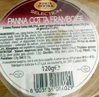 Mängden socker i Panna Cotta Framboise
