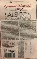 Mängden socker i Salsiccia da cuocere