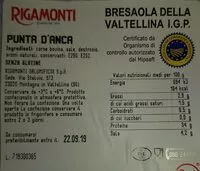 Mängden socker i BRESAOLA DELLA VALTELLINA