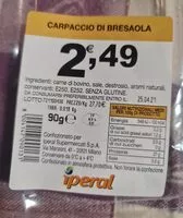 Mängden socker i Carpaccio di Bresaola