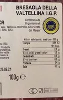 Mängden socker i Bresaola punta d’anca