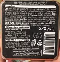 Mängden socker i Gelato al cioccolato fondente extra