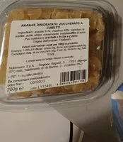 Mängden socker i Ananas disidratato zuccherato a cubetti