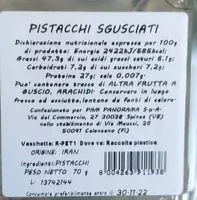 Mängden socker i Pistacchi sgusciati
