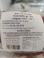 Mängden socker i Bacche di Goji
