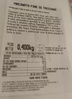 Mängden socker i Macinato di tacchino
