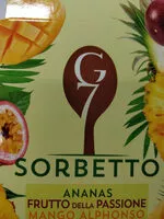 Mängden socker i Sorbetto ananas frutto della passione e mango alphonso