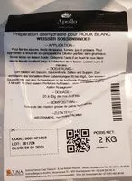 Mängden socker i Préparation déshydratée pour roux blanc