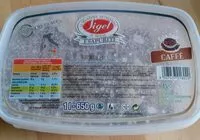 Mängden socker i Glace au café avec marbrure de café et grains de café grillés