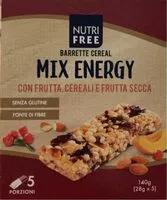Mängden socker i Barrette cereal mix energy con frutta cereali e frutta secca