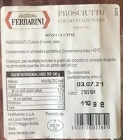 Mängden socker i Prosciutto crudo