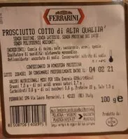 Mängden socker i Prosciutto cotto ferrarini