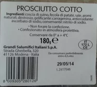 Mängden socker i Prosciutto cotto