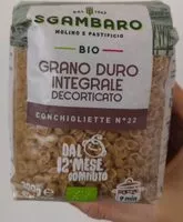 Mängden socker i Conchigliette n°22 di grano duro integrale decorticato