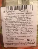 Mängden socker i Torrone tenero pistacchio