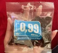 Mängden socker i mirtilli essiccati dolcificati