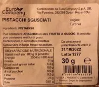 Mängden socker i Pistacchi sgusciati