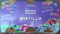 Mängden socker i Pura spremuta di mirtillo nero selvatico e rosso con uva