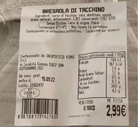 Mängden socker i Bresaola di tacchino
