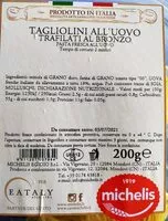 Mängden socker i Tagliolini all'uovo trafilati al bronzo
