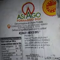 Mängden socker i Asiago formaggio dop