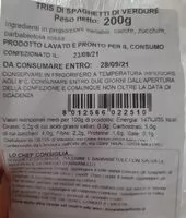 Mängden socker i Tris di spaghetto di verdure