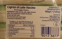 Mängden socker i Caprini di latte vaccino