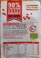 Mängden socker i 90% lenticchie rosse conchiglie con quinoa