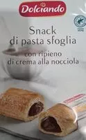 Mängden socker i Snack di pasta di sfoglia con ripieno di crema alla nocciola