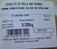 Mängden socker i Cotoletta di pollo con spinaci