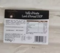 Mängden socker i Valle d'Aosta, lard d'Arnad DOP