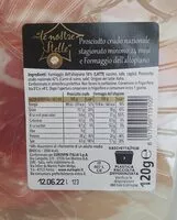 Mängden socker i Prosciutto crudo 24 mesi e formaggio dell'altopiano