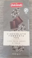 Mängden socker i Cioccolato fondente 70 per cento con pepe nero e sale