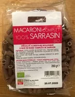 Mängden socker i MACARONI 100% SARRASIN COMPLET