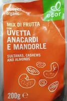 Mängden socker i Mix Frutta con uvetta anacardi e mandorle