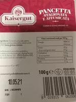 Mängden socker i Pancetta stagionata e affumicata