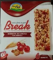 Mängden socker i Break barrette di cereali con mirtilli