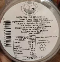 Mängden socker i Burrata