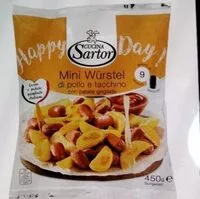 Mängden socker i Mini wurstel Di pollo e tacchino con patate
