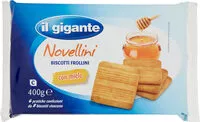 Mängden socker i Novellini biscotti frollini con miele