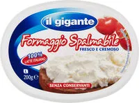 Mängden socker i Formaggio spalmabile