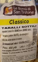 Mängden socker i Taralli sottili gusto classico