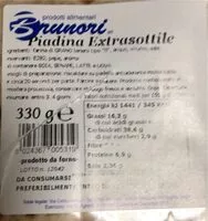Mängden socker i Piadina extrasottile